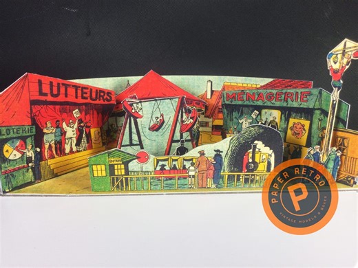 Village FAIRGROUND Scene Vintage French Cut Out Paper Model (2x Printable A4 Download) - Etsy