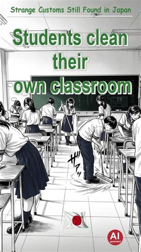 Students clean their own classroom in #japan