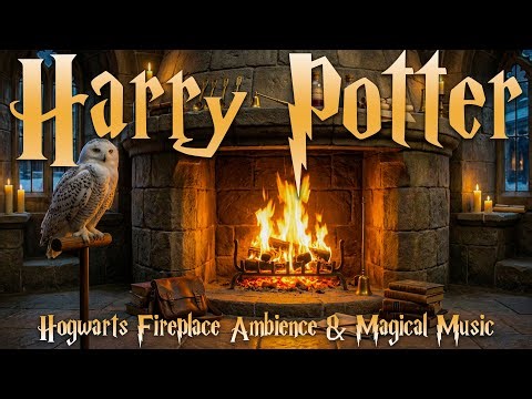 Harry Potter Fireplace Ambience 🔥 Quiet Winter Fire Inside Hogwarts Stone Chamber | Wizarding Music