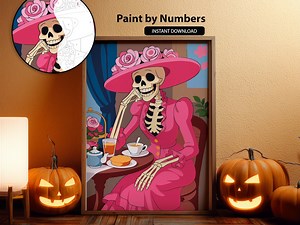 Color by Numbers Autumn Printable, Pumpkin Skeleton Coloring Page, Halloween Art for Adults, Acrylic Marker Coloring Sheet - Etsy Canada