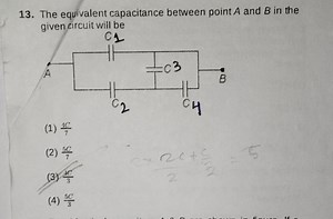 QuestionFind the equivalent capacitance between points A and B... | Filo