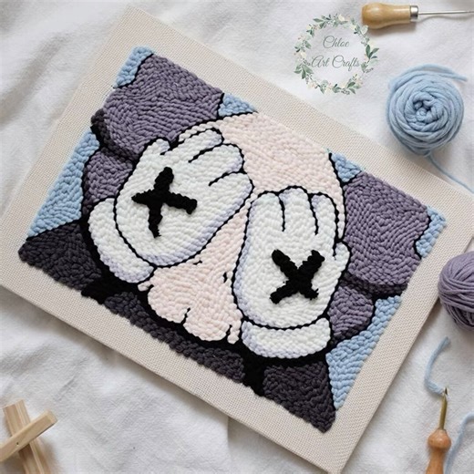 Beginner Punch Needle Kit: Illustrated Linen Fabric With Yarn - Etsy