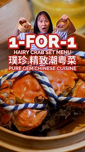 🦀✨ Pure Gem Chinese Cuisine is back with more promos! From 1 Oct – 31 Dec 2025, the seasonal 6-course 𝐇𝐚𝐢𝐫𝐲 𝐂𝐫𝐚𝐛 𝐒𝐞𝐭 𝐌𝐞𝐧𝐮 is going at $198 per pax — 𝐁𝐮𝐲 𝟏, 𝐅𝐫𝐞𝐞 𝟏!⁣ ⁣ 🥟 Hairy Crab Duo — Crystal Dumpling with Crab Meat & Spring Roll with Crab Meat⁣ 🍲 Hairy Crab Roe with Braised Superior Shark’s Fin⁣ 🥬 Hairy Crab Roe with Braised Seasonal Vegetables⁣ 🦀 Steamed Hairy Crab (180–200g)⁣ 🍜 Hairy Crab Meat & Roe with Inaniwa Udon⁣ 🍧 Chilled Aloe Vera & Lemongrass Jelly in