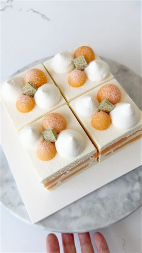 Light and refreshing melon yogurt cream cake 🍈✨ #meloncake #yogurtcake
