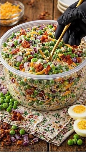 🥗🥓 Creamy Bacon Pea Salad 😍✨
