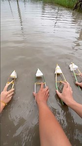 Thử làm ghe bobo bằng đũa và dầm que kem đi đua và cái kết #shortvideo #trochoituoitho #boat #music