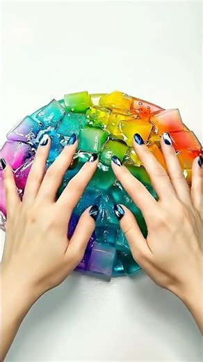 Rainbow Jelly Cube Slime Crush! 🌈🤤 #ASMR #Slime #Satisfying #OddlySatisfying #SlimeASMR