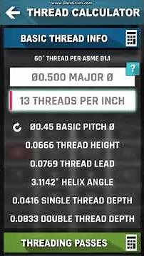 CNC Machinist Calculator - Thread Data Calculator