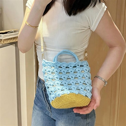 Crochet Bucket Bag Pattern, Shell Stitch Handbag Tutorial (PDF) - Etsy