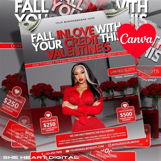 Credit Repair Valentine Flyer, Credit Repair Flyer, Valentine Flyer Social, Valentine Flyer Social, Credit Repair Flyers, Social Media Flyer - Etsy
