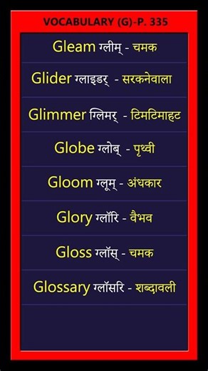 English Vocabulary: Hindi Meaning & Pronunciation | G Words | Page 335
