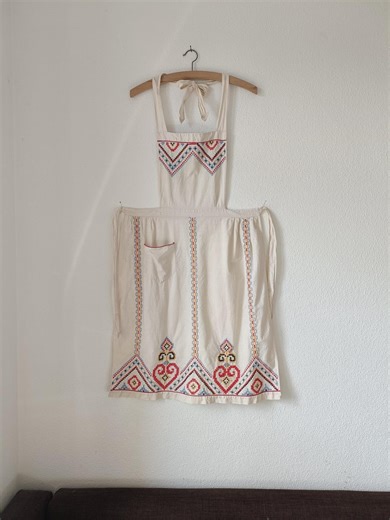 True Vintage 1940s/50s German Cream Kitchen Apron With Hand Embroidery - Etsy