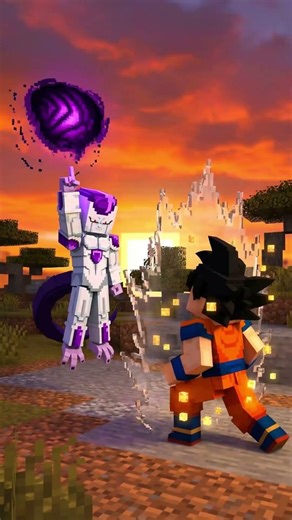 Goku's Final Stand Against Frieza in Blocks (AI Animation) #shorts #minecraft #animation