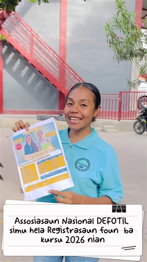 🔔 SIMU REJISTU FOUN BA TINAN 2026 📜 Detallu Programa: - Programa hotu-hotu registu ho de'it $5.00. - Rejistu Pakote $27 inklui kedas Selu Fulan $12 Farda $8 ID card $2 Inskrisaun $5 Total Mak $27 - Registrasaun hahu: 04/02026 to'o 30/01/2026. 🏫 Kursus iha DEFOTIL ho tipu barak: 1. Lian Korea 2. Lian Ingles 3. Lian Japaun 4. Lian Português 5. Lian Spanyol 6. Lian Mandarin (China) 7. Kursus Komputador 8. Admin Finansas 9. Hospitalidade 10. Public Speaking no Lideransa ⏰ Modalidade Kursus: - Ful