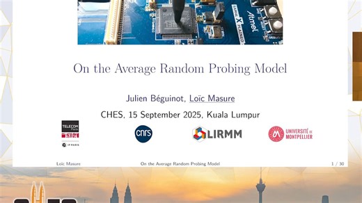 [CHES 2025] - session on Masking (Security Models)
