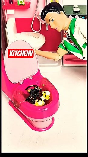 Satisfying With Unboxing Barbie Doll And Pink Toilet Playset KitchenV #14 #barbiedoll #doll #barbie