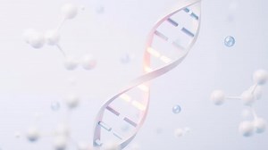 Rotating 3D DNA Helix Structure with Molecular Background