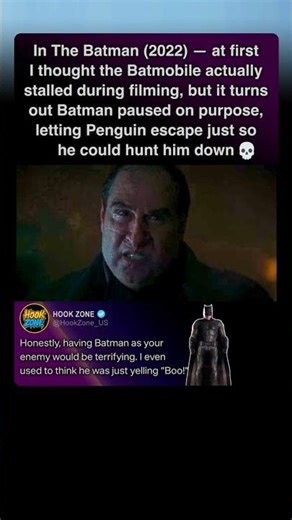 In The Batman (2022) – Batmobile stalled to scare Penguin