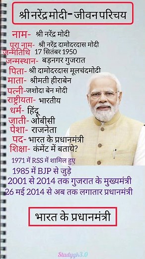 Narendra Modi biography InHindi || नरेंद्र मोदी की जीवन परिचय#narendramodi#biography#shorts#modi