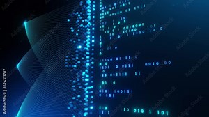 Big data technology - data flow concept - neural network animation for artificial intelligence - endless loop - 3d rendering