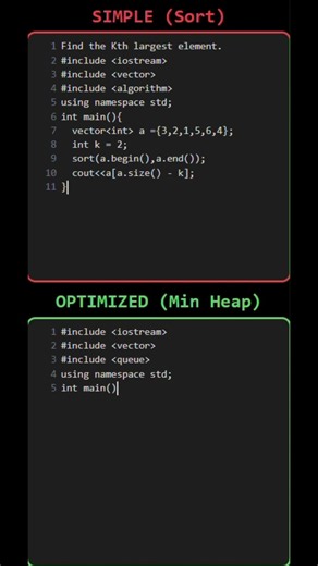 Simple vs Optimized | Kth Largest Element 🚀 #shorts