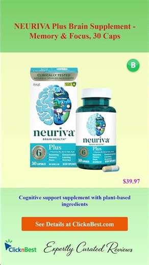 NEURIVA Plus Brain Supplement - Memory & Focus, 30 Caps