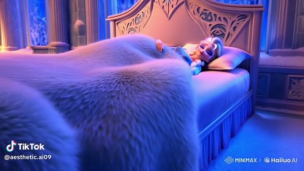 Elsa Naps in Her Cozy Ice Castle: A Relaxing Moment