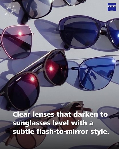 1.7K views · 16 reactions | ZEISS DuraVision Flash Mirrors provides a subtle, flash-to-mirror effect with a very low residual reflex. Available in 5 trendy colors, and available on gradient, polarized and photochromic lenses. | ZEISS Vision | Facebook