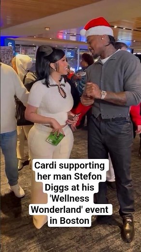 Cardi supporting her man Stefon Diggs at his 'Wellness Wonderland' event in Boston
