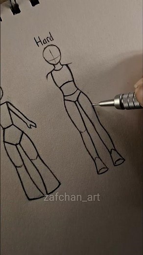 How to draw female body: Easy to Hard ✨️ #drawing #art #tutorial #howtodraw #shorts #fypシ