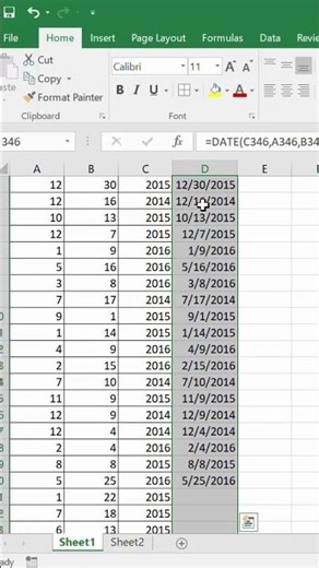 (Excel Tips And Tricks) Combine Date, Month & Year Columns in One Column #excel #exceltips