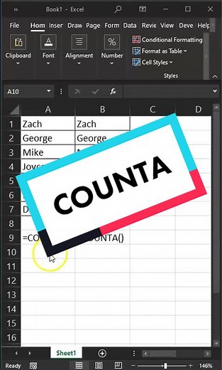 Use COUNTA Function to count words! #excel #fyp | Excel