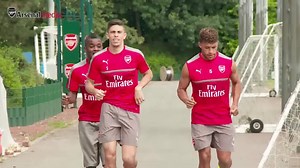 We sent our cameras behind the scenes at training yesterday and we’ve been trying to master Jeff Reine-Adelaide and Stephy Mavididi’s handshake ever since | Arsenal