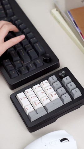 EPOMAKER EK21 VIA Gasket Number Pad with 1000mAh Battery, BT 5.0/2.4GHz/Wired Hot-Swap Numpad with Aluminum Alloy knob, Programmable for Win/Mac/Gaming (Black Silver, Wisteria V2 Switch)