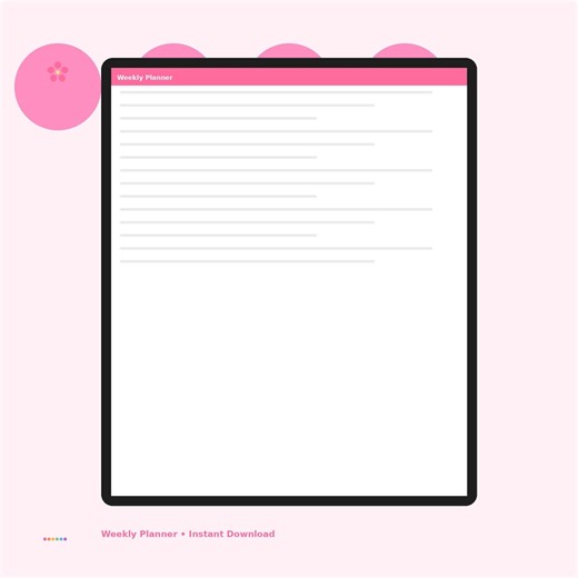 Colorful Weekly Planner PDF, Goals Schedule (Instant Download)
