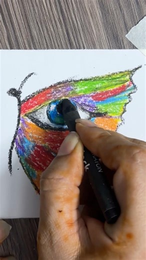 “Eye Within the Butterfly | Abstract Wax Crayon Art”