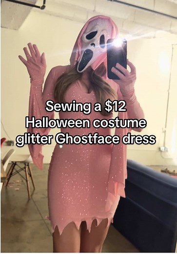 Sewing a $12 Glitter Ghostface Dress for Halloween