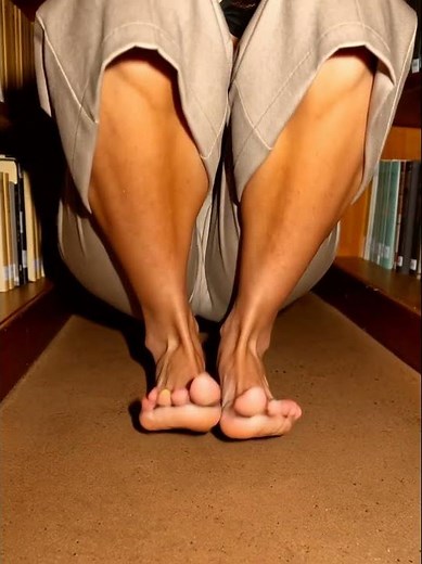 Possessed by Reading, She Balances Her Feet 📚 Soles of Sensuality 👣#aishorts #ankles #library #toes