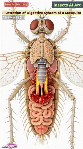 Illustration of Insect Digestive System Animation | Insects AI Art | 01