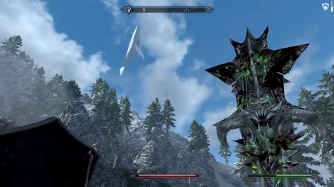 A yes, the flying whale, typical for Skyrim.