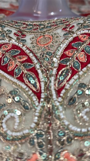 Silk Beige Colour Kurtha Set with work on neck and button with sequence and different stones in green ,orange and red tone and also the beautiful Red Dola Silk Shawl💖. Dm us to order now 📲📞. #loomlux #availablenow #luxury #kurthaset #trending