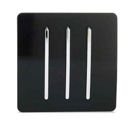 Trendi Switch 3 Gang 1 or 2 way Rocker Light Switch in Piano Black