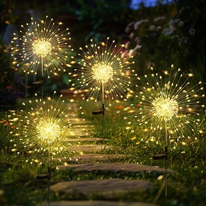 Garden Outdoor Decor Lights 120 LED 8 Pack, Firework Solar Garden Lights for Yard Outside Fairy Decorative,Solar Powered for Yard Pathway Flowerbed Planter Balcony Patio Decor