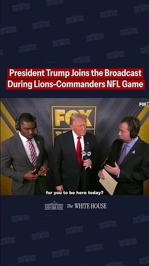 President Trump joins the broadcast booth during the Lions-Commanders NFL Game honoring veterans. 🇺🇸