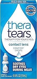 TheraTears Eye Drops for Contacts, Contact Lens Rewetting Eyedrops for Dry Eyes due to Contact Lens Wear, 15 mL, 0.5 Fl oz