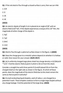 Q1. If the net electric flux through a closed surface is zero, ... | Filo