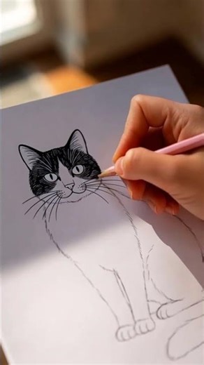 Easy Cat Drawing ✏️🐾 | Simple Pencil Sketch Step by Step #Shorts