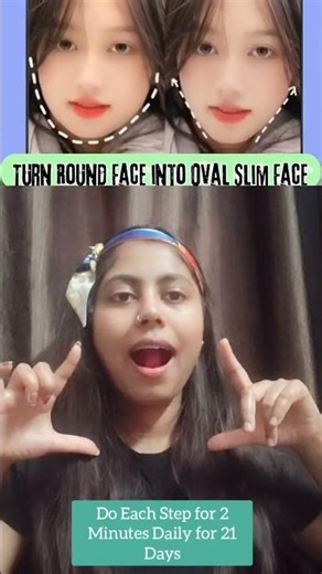 Turn Round Face into Slim Oval Face 😍 Face Yoga for Jawline & Cheek Fat Loss