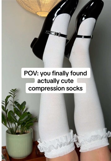 Launching this summer: the first *actually* cute ruffle compression socks. Made with cotton. Which color are you most excited for?! 🤍 OR 🖤