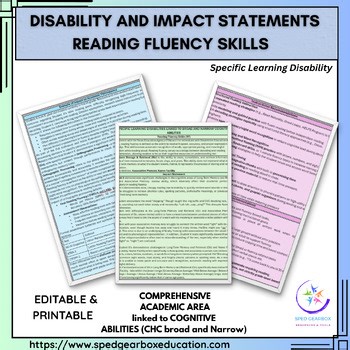 DISABILITY AND IMPACT STATEMENTS: READING FLUENCY SKILLS (SLD)